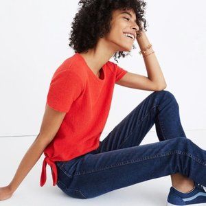 Madewell Verse Tie Cropped Shirt in Red